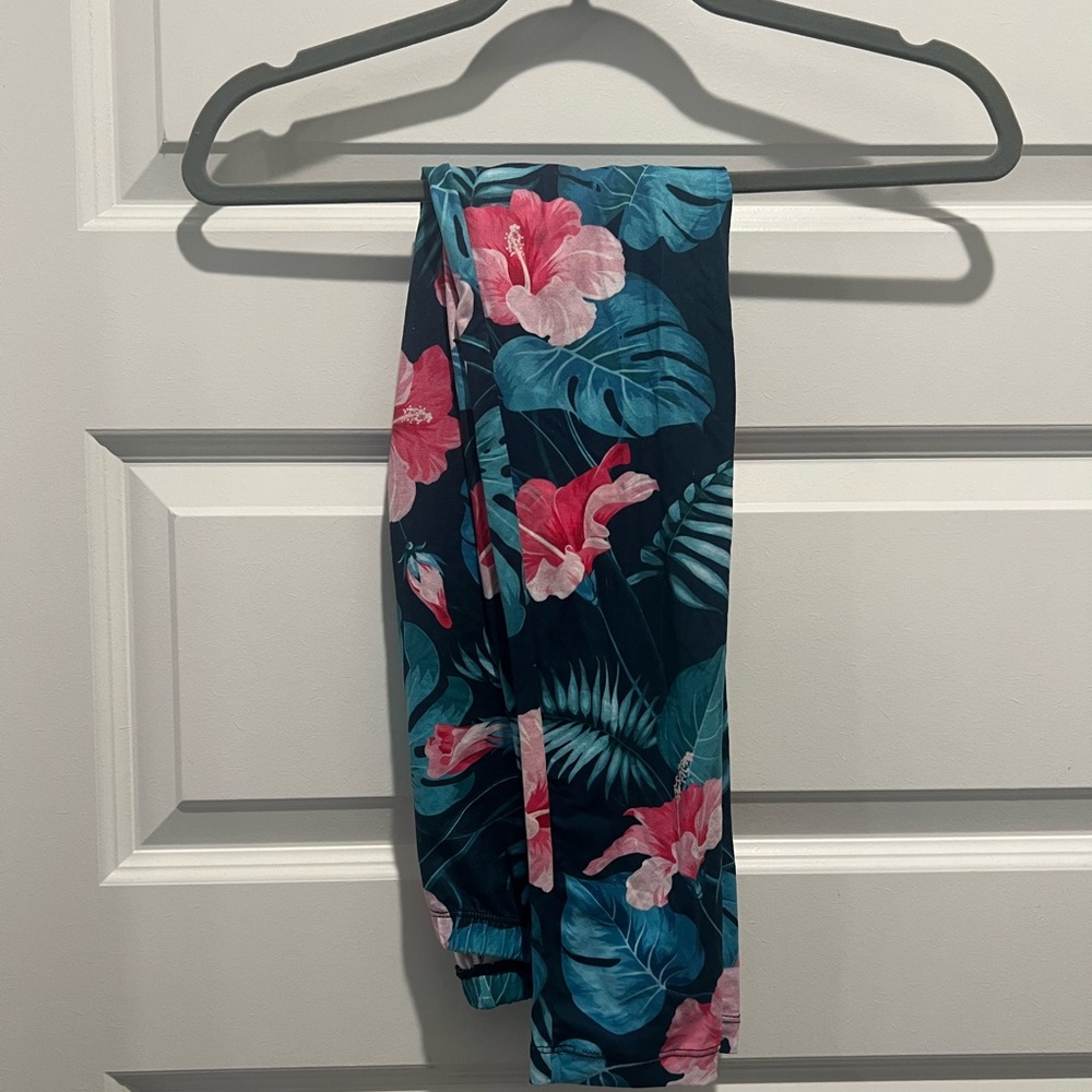 Leggings Army one size women’s leggings with tropical print